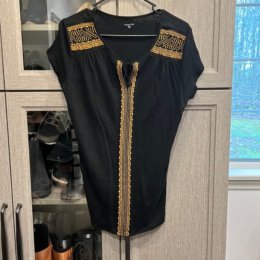 Black with gold embroidery shirt